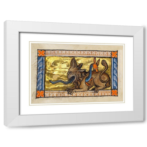 A Crocodile and a Hydrus (detail) White Modern Wood Framed Art Print with Double Matting by Franco-Flemish 13th Century