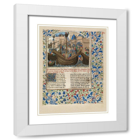 Alexander Attacks the City of Tyre White Modern Wood Framed Art Print with Double Matting by Master of the Jarden de Vertueuse Consolation
