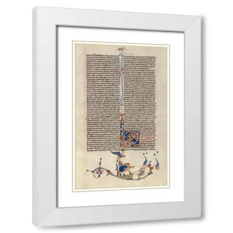 Page from the Abbey Bible White Modern Wood Framed Art Print with Double Matting by Italian 13th Century