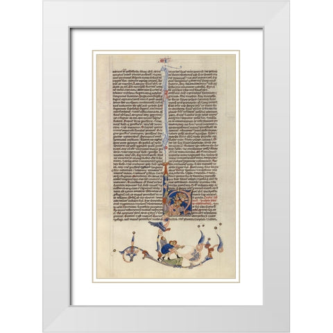Page from the Abbey Bible White Modern Wood Framed Art Print with Double Matting by Italian 13th Century