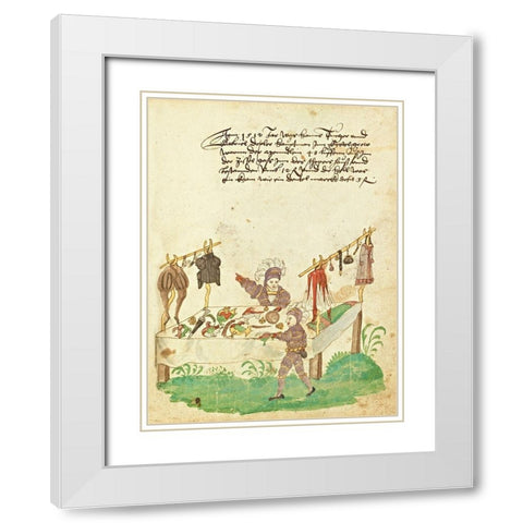 Civic festival of the Nuremberg Schembartlauf - Clothing Table White Modern Wood Framed Art Print with Double Matting by German 16th Century
