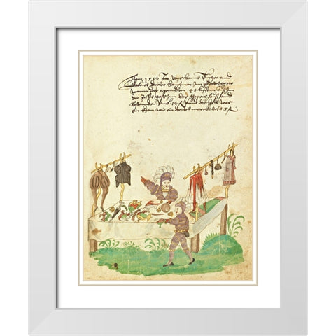 Civic festival of the Nuremberg Schembartlauf - Clothing Table White Modern Wood Framed Art Print with Double Matting by German 16th Century