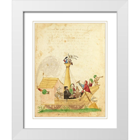 Civic festival of the Nuremberg Schembartlauf - Ship Float White Modern Wood Framed Art Print with Double Matting by German 16th Century