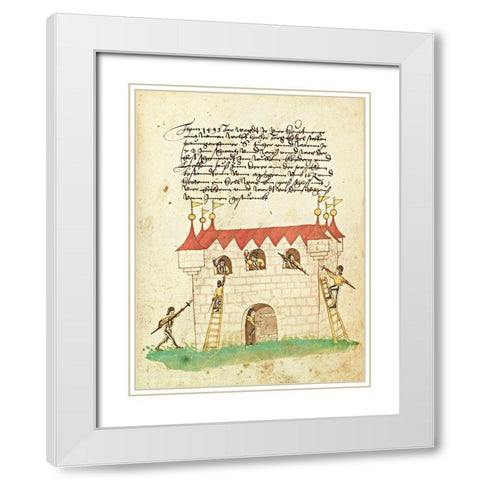 Civic festival of the Nuremberg Schembartlauf - Castle White Modern Wood Framed Art Print with Double Matting by German 16th Century