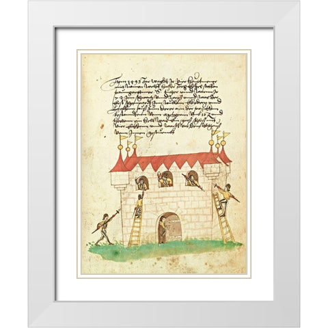 Civic festival of the Nuremberg Schembartlauf - Castle White Modern Wood Framed Art Print with Double Matting by German 16th Century