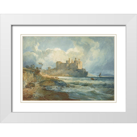 Conway Castle, North Wales White Modern Wood Framed Art Print with Double Matting by Turner, Joseph Mallord William
