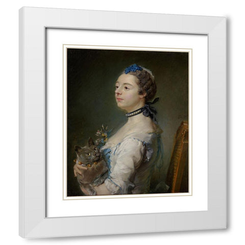 Magdaleine Pinceloup de la Grange, nee de Parseval White Modern Wood Framed Art Print with Double Matting by Perronneau, Jean-Baptiste