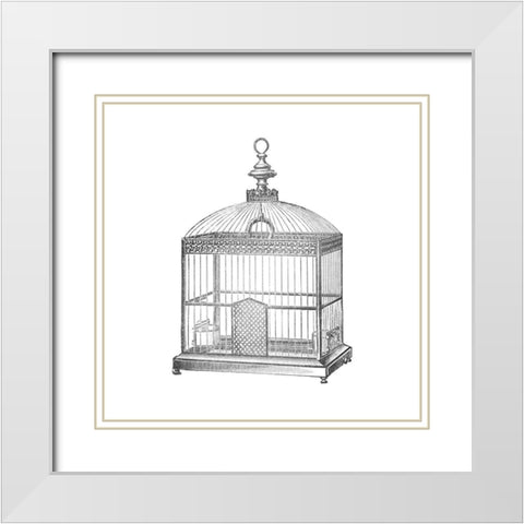Etchings: Birdcage - Arched top, filigree detail. White Modern Wood Framed Art Print with Double Matting by Catalog Illustration