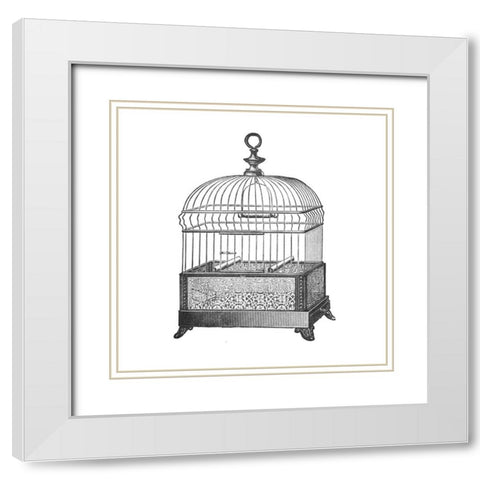 Etchings: Birdcage - Gable top, filigree base. White Modern Wood Framed Art Print with Double Matting by Catalog Illustration