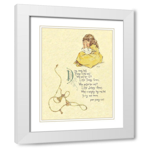 Nursery Rhymes: Ding Dong Bell, Pussy in the Well White Modern Wood Framed Art Print with Double Matting by Humphrey, Maud