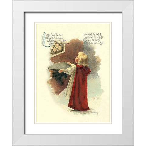 Nursery Rhymes: Little Tom Tucker White Modern Wood Framed Art Print with Double Matting by Humphrey, Maud