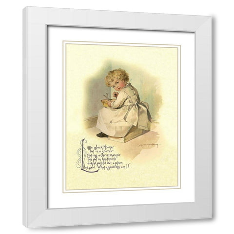 Nursery Rhymes: Little Jack Horner White Modern Wood Framed Art Print with Double Matting by Humphrey, Maud