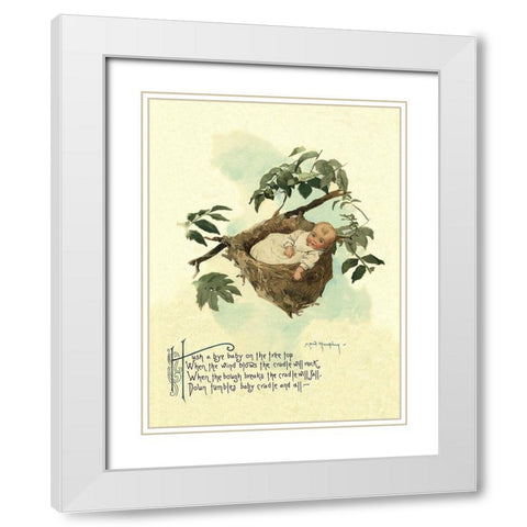 Nursery Rhymes: Hush A Bye Baby White Modern Wood Framed Art Print with Double Matting by Humphrey, Maud