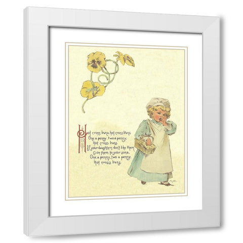 Nursery Rhymes: Hot Cross Buns White Modern Wood Framed Art Print with Double Matting by Humphrey, Maud