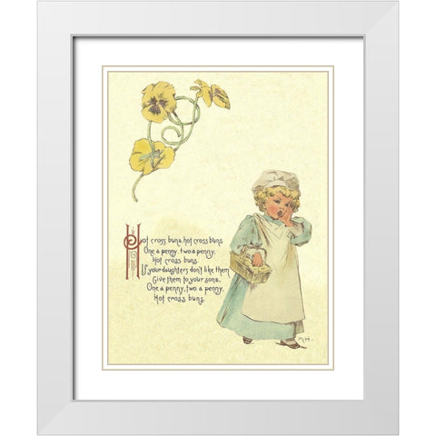 Nursery Rhymes: Hot Cross Buns White Modern Wood Framed Art Print with Double Matting by Humphrey, Maud