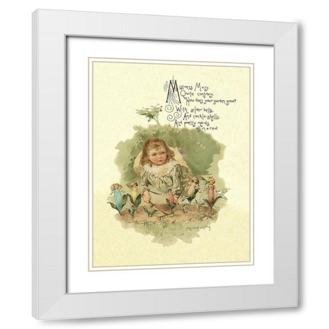 Nursery Rhymes: Mistress Mary Quite Contrary White Modern Wood Framed Art Print with Double Matting by Humphrey, Maud