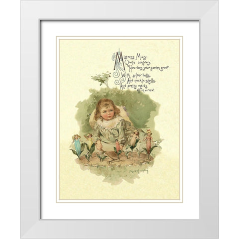 Nursery Rhymes: Mistress Mary Quite Contrary White Modern Wood Framed Art Print with Double Matting by Humphrey, Maud