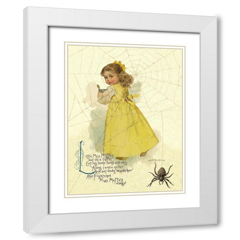 Nursery Rhymes: Little Miss Muffett White Modern Wood Framed Art Print with Double Matting by Humphrey, Maud