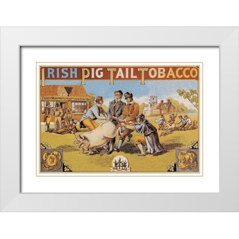 Pigs and Pork: Irish Pig Tail Tobacco White Modern Wood Framed Art Print with Double Matting by Advertisement