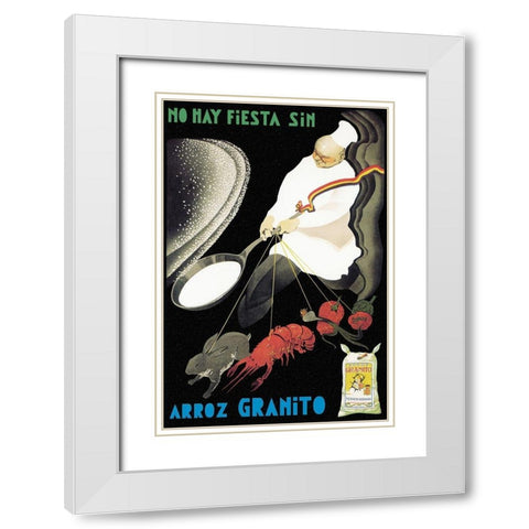 Cooks: No Hay Fiesta Sin Arroz Granito White Modern Wood Framed Art Print with Double Matting by Anonymous
