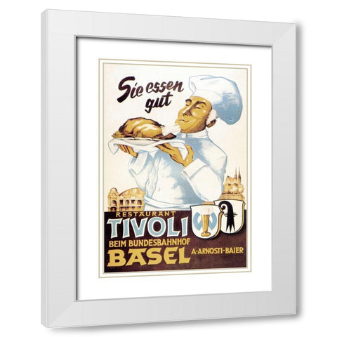 Cooks: Restaurant Tivoli Basel White Modern Wood Framed Art Print with Double Matting by Advertisement
