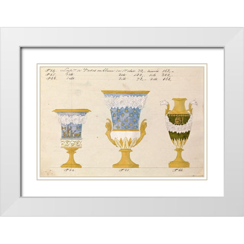 Trois vases en blanc du 1er choix, ca. 1800-1820 White Modern Wood Framed Art Print with Double Matting by Honore