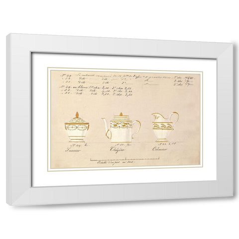 Sucrier, cheyere et cremier, ca. 1800-1820 White Modern Wood Framed Art Print with Double Matting by Honore