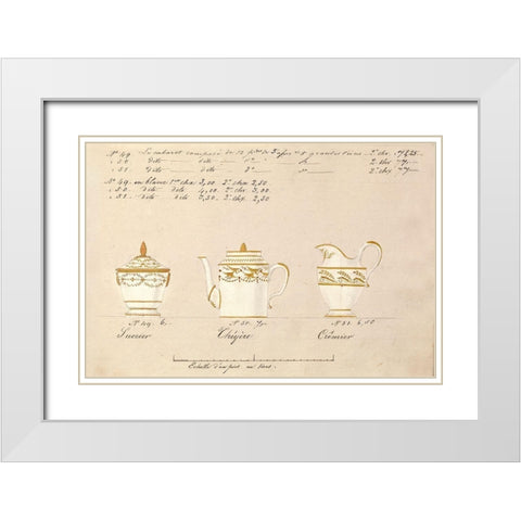Sucrier, cheyere et cremier, ca. 1800-1820 White Modern Wood Framed Art Print with Double Matting by Honore