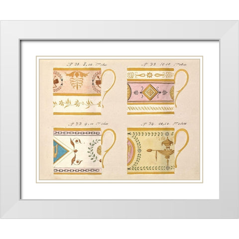 Quatre tasses du 1er choix, ca. 1800-1820 White Modern Wood Framed Art Print with Double Matting by Honore