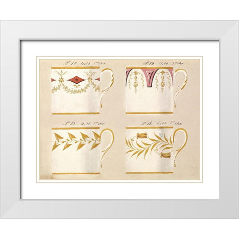 Quatre tasses du 1er choix, ca. 1800-1820 White Modern Wood Framed Art Print with Double Matting by Honore