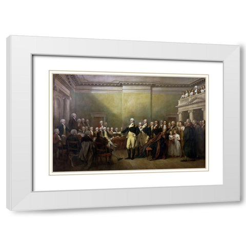 General George Washington Resigning his Commission White Modern Wood Framed Art Print with Double Matting by Trumbull, John