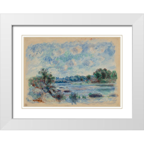 Landscape at Pont-Aven White Modern Wood Framed Art Print with Double Matting by Renoir, Pierre-Auguste