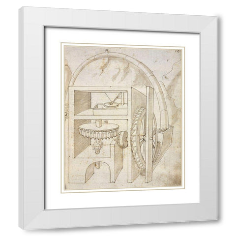Folio 15: mill White Modern Wood Framed Art Print with Double Matting by Martini, Francesco di Giorgio