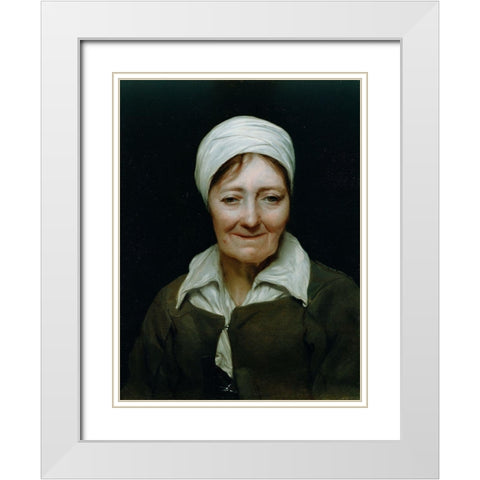 Head of a Woman White Modern Wood Framed Art Print with Double Matting by Sweerts, Michael