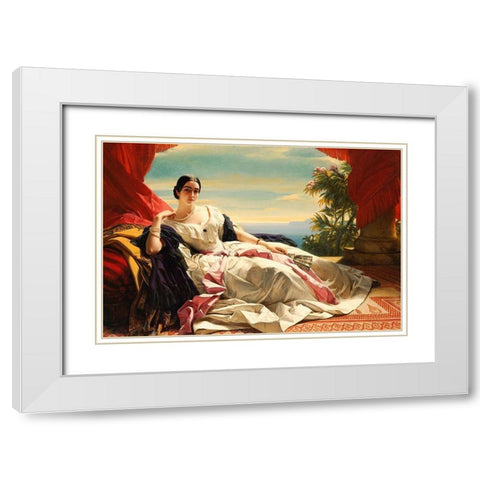 Portrait of Leonilla, Princess of Sayn-Wittgenstein-Sayn White Modern Wood Framed Art Print with Double Matting by Winterhalter, Franz Xaver