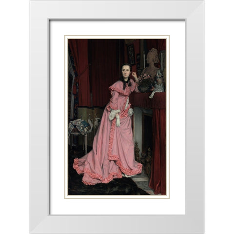 Portrait of the Marquise de Miramon, nee, Therese Feuillant White Modern Wood Framed Art Print with Double Matting by Tissot, Jacques Joseph