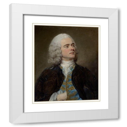 Charles-Francois Pinceloup de la Grange White Modern Wood Framed Art Print with Double Matting by Perronneau, Jean-Baptiste