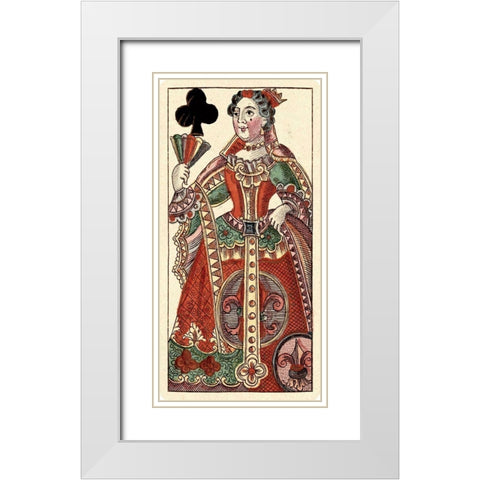 Queen of Clubs (Bauern Hochzeit Deck) White Modern Wood Framed Art Print with Double Matting by Gobl, Andreas Benedictus