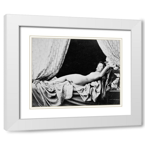 Female Nude, 1856 White Modern Wood Framed Art Print with Double Matting by Moulin, Felix Jacques