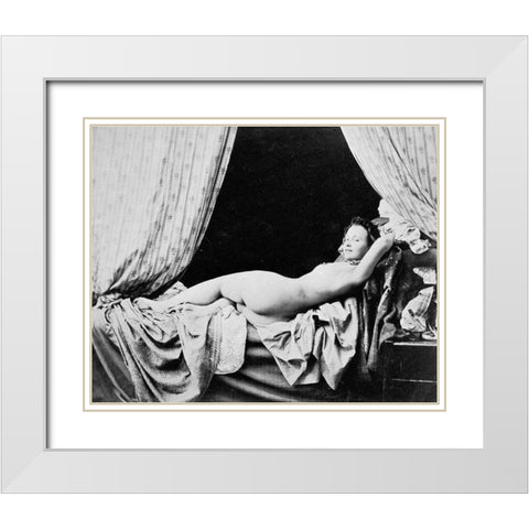 Female Nude, 1856 White Modern Wood Framed Art Print with Double Matting by Moulin, Felix Jacques
