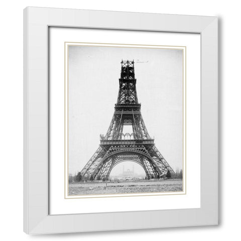 The Eiffel Tower, November 23, 1888 White Modern Wood Framed Art Print with Double Matting by Durandelle, Louis-Emile