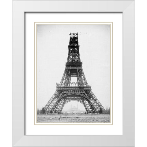 The Eiffel Tower, November 23, 1888 White Modern Wood Framed Art Print with Double Matting by Durandelle, Louis-Emile