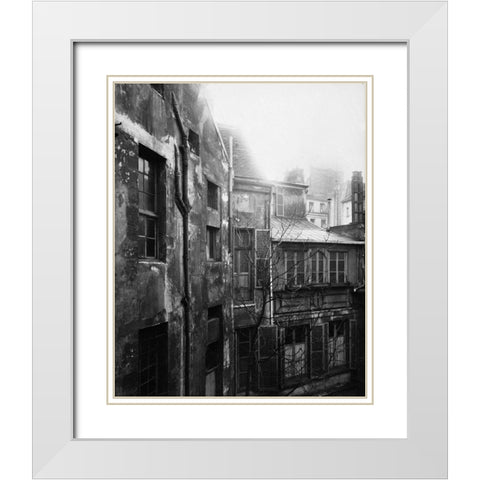 Paris, 1922 - Cour de Rohan White Modern Wood Framed Art Print with Double Matting by Atget, Eugene
