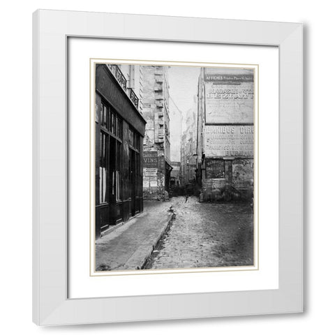 Paris, 1860-1870 - Rue Tirechappe White Modern Wood Framed Art Print with Double Matting by Marville, Charles