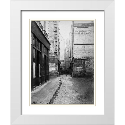 Paris, 1860-1870 - Rue Tirechappe White Modern Wood Framed Art Print with Double Matting by Marville, Charles