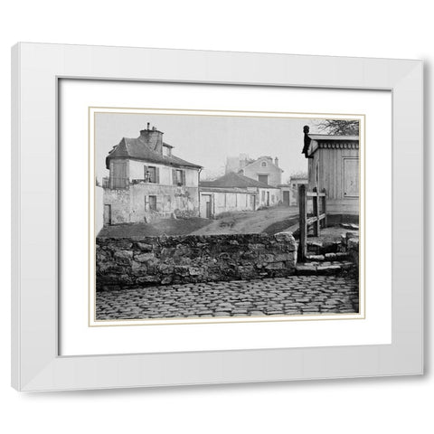 Paris, 1865 - The Impasse de lEssai at the Horse Market White Modern Wood Framed Art Print with Double Matting by Marville, Charles