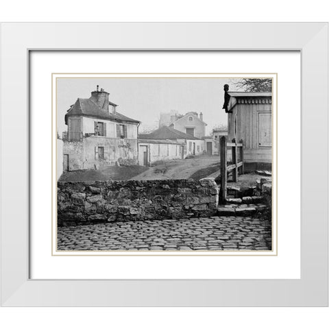 Paris, 1865 - The Impasse de lEssai at the Horse Market White Modern Wood Framed Art Print with Double Matting by Marville, Charles