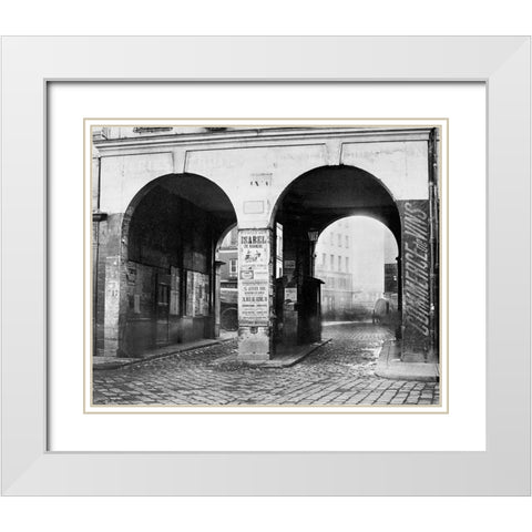 Paris, about 1865 - The Double Doorway, rue de la Ferronnerie White Modern Wood Framed Art Print with Double Matting by Marville, Charles