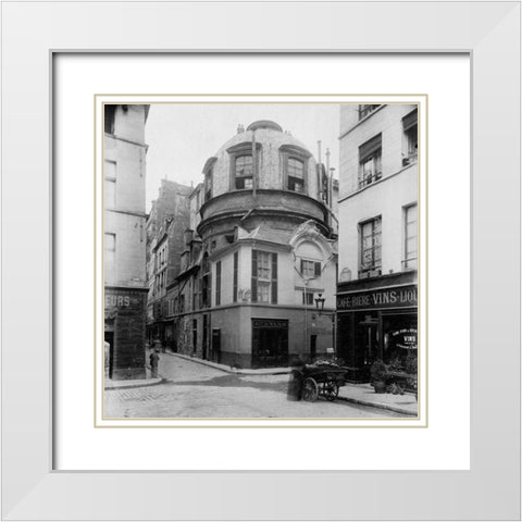 Paris, 1898 - The Old School of Medicine, rue de la Bucherie White Modern Wood Framed Art Print with Double Matting by Atget, Eugene