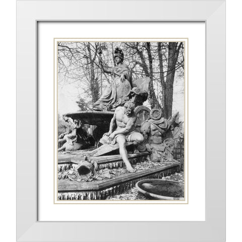 Versailles, 1904 - France Triumphant by Jean-Baptiste Tuby White Modern Wood Framed Art Print with Double Matting by Atget, Eugene